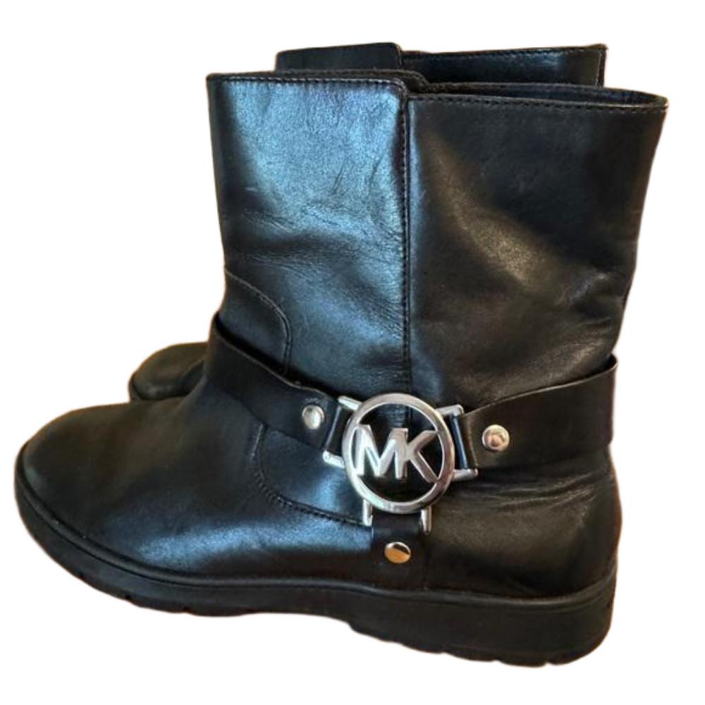 MICHAEL KORS Fulton Black Leather Biker Moto Bootie US Size 9 M - Picture 3 of 9